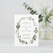 Eukalyptus Green Foliage Wreath Save the Date Ankündigungspostkarte (Stehend Vorderseite)
