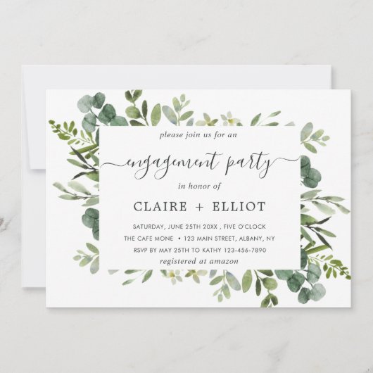 Eukalyptus Green Foliations Party Einladung (Vorderseite)