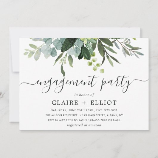 Eukalyptus Green Foliations Party Einladung (Vorderseite)