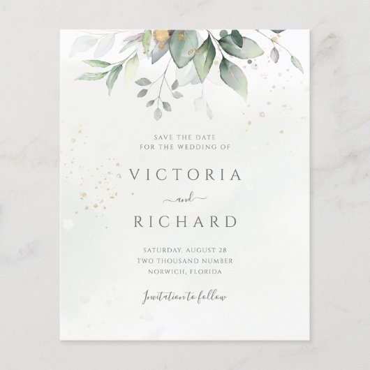 Eukalyptus Green Folies Save the Date (Vorderseite)