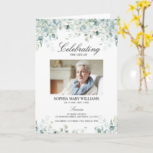 Eukalyptus Green Foto Gedenkprogramme Karte (Gelbe Blume)