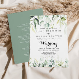 Eukalyptus Green Front & Back Wedding Einladung