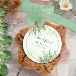 Eukalyptus Green Gold Foliage Vielen Dank Runder Aufkleber