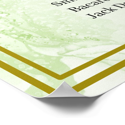 Eukalyptus Green Gold Foliage Wedding Bar Menu Poster (Ecke)