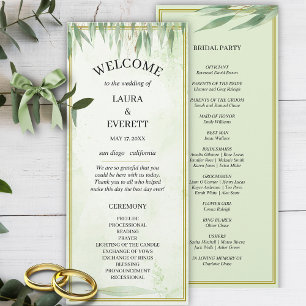 Eukalyptus Green Gold Foliage Wedding Program