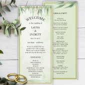 Eukalyptus Green Gold Foliage Wedding Program