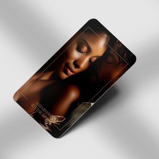 Eukalyptus Green & Gold Foto QR Code Wedding RSVP Begleitkarte