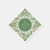 Eukalyptus Green Gold Glitzer Blätter Brautparty Serviette (Ecke)