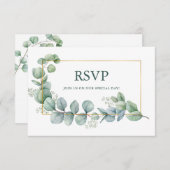 Eukalyptus Green Gold Hochzeit RSVP Karte (Vorne/Hinten)
