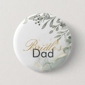 Eukalyptus green & gold Wassercolor Hochzeit Button (Vorderseite)