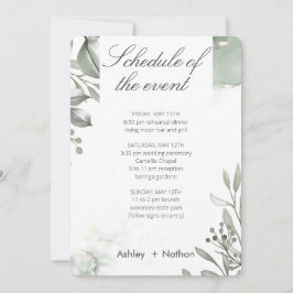 Eukalyptus green & gold Wassercolor Hochzeit Einladung