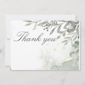 Eukalyptus green & gold Wassercolor Hochzeit Einladung (Rückseite)