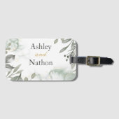 Eukalyptus green & gold Wassercolor Hochzeit Gepäckanhänger (Vorderseite (Horizontal))