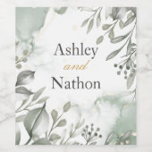 Eukalyptus green & gold Wassercolor Hochzeit Weinetikett (Einzelnes Label)