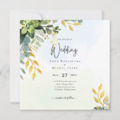 Eukalyptus Green Gold Wedding Einladung Grün (Vorderseite)