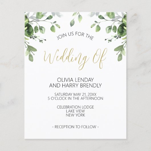 Eukalyptus Green Gold Wedding Flyer (Vorne)