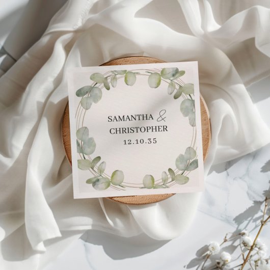 Eukalyptus Green & Gold Wedding Serviette