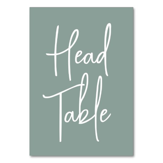 Eukalyptus Green Hand Scripted Head Table Tischnummer (Rückseite)