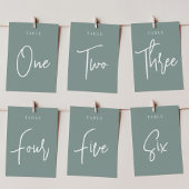 Eukalyptus Green Hand Scripted Tabelle ZWEI Tischnummer