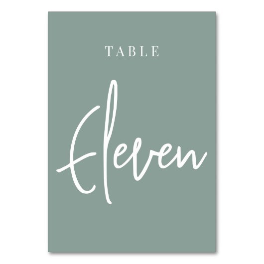 Eukalyptus Green Hand Scripted Table ELEVEN Tischnummer (Rückseite)