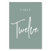 Eukalyptus Green Hand Scripted Table TWELVE Tischnummer (Rückseite)