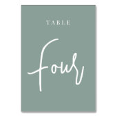 Eukalyptus Green Hand Scripted Table VIER Tischnummer (Vorderseite)