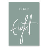 Eukalyptus Green Hand Scripting Tabelle 8 Tischnummer (Vorderseite)