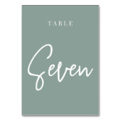 Eukalyptus Green Hand Scripting Table SIEBEN Tischnummer (Vorderseite)