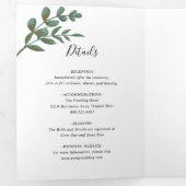 Eukalyptus Green Minimalistisch Elegante Hochzeit Dreifach Gefaltete Einladung (Innen Erste Seite)