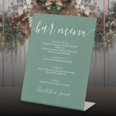 Eukalyptus Green Modern Script Wedding Bar Menu Sockelschild