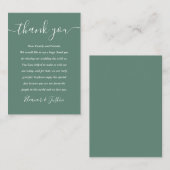 Eukalyptus Green Modern Script Wedding Vielen Dank Platzkarte (Vorne/Hinten)