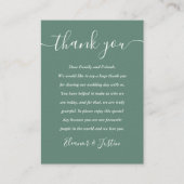 Eukalyptus Green Modern Script Wedding Vielen Dank Platzkarte (Vorderseite)