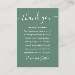 Eukalyptus Green Modern Script Wedding Vielen Dank Platzkarte