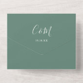 Eukalyptus Green Modern Signature Script Hochzeit All In One Einladung (Rückseite)