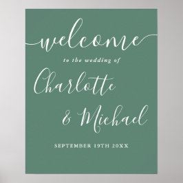 Eukalyptus Green Modern Wedding Welcome Sign Poster