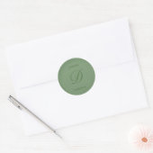 Eukalyptus Green Monogram Imitats Wax Wedding Runder Aufkleber (Umschlag)