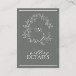 Eukalyptus Green Monogram Wedding Details Begleitkarte