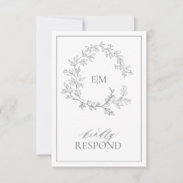 Eukalyptus Green Monogram Wedding RSVP Card