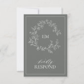 Eukalyptus Green Monogram Wedding RSVP Card Karte (Vorderseite)