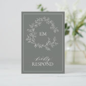 Eukalyptus Green Monogram Wedding RSVP Card Karte (Stehend Vorderseite)
