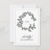 Eukalyptus Green Monogram Wedding RSVP Card Karte (Vorderseite)