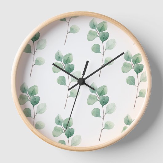 Eukalyptus Green Pattern Uhr (Vorderseite)