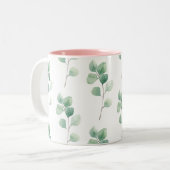 Eukalyptus Green Pattern Zweifarbige Tasse (Vorderseite Links)