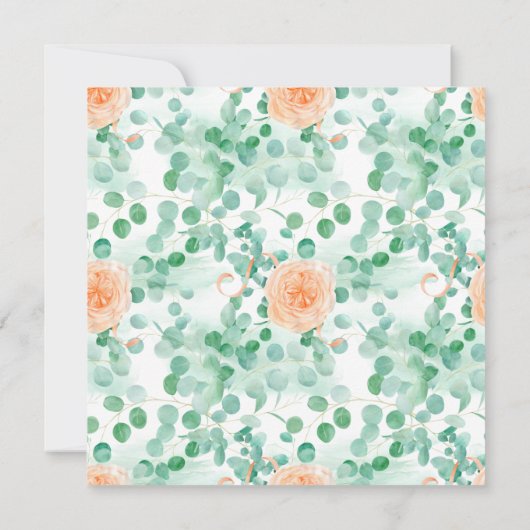 Eukalyptus Green Peach Bridal Dusche Einladung (Rückseite)