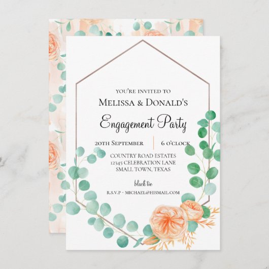 Eukalyptus Green Peach Floral Engagement Partei (Vorne/Hinten)