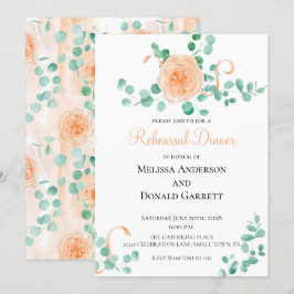 Eukalyptus Green Peach Floral Probe Dinner Einladung