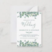 Eukalyptus Green QR Code Hochzeitsempfehlung Mitteilungskarte (Vorderseite)