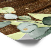 Eukalyptus Green Rustic Wood Wedding Willkommensze Poster (Ecke)