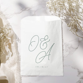 Eukalyptus Green Script Watermark Monogram Wedding Geschenktütchen