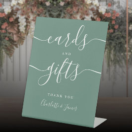 Eukalyptus Green Signature Script Cards und Gesche Sockelschild